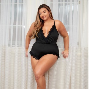 Bodysuit ren scalloped sexy bao bọc mặt trước và máy bán thân